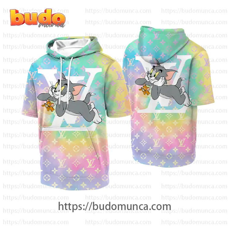 Louis vuitton and tom and jerry cute hooded short sleeve t-shirt gift uninque for kid man women